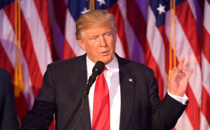 Republican presidential elect Donald Trump speaks during election night.