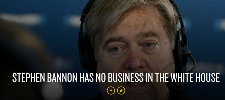 A screenshot from the SPLC's petition against white nationalist Steve Bannon in the White House.