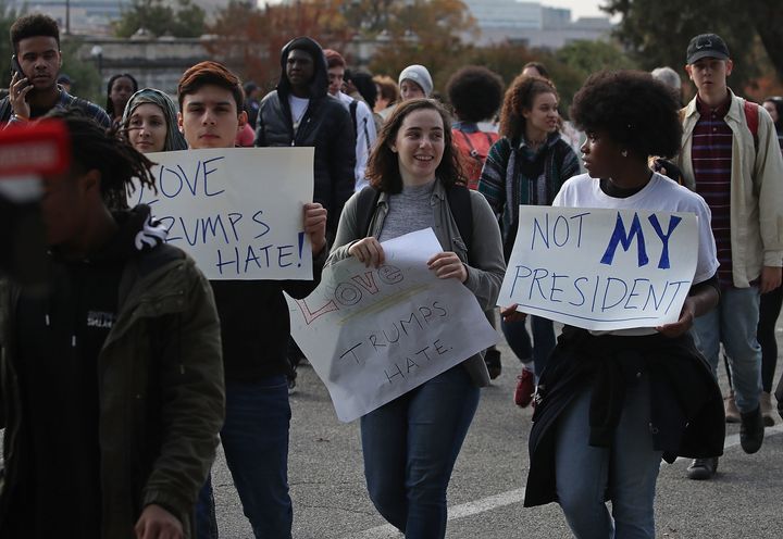 DC-area students protest Trump.