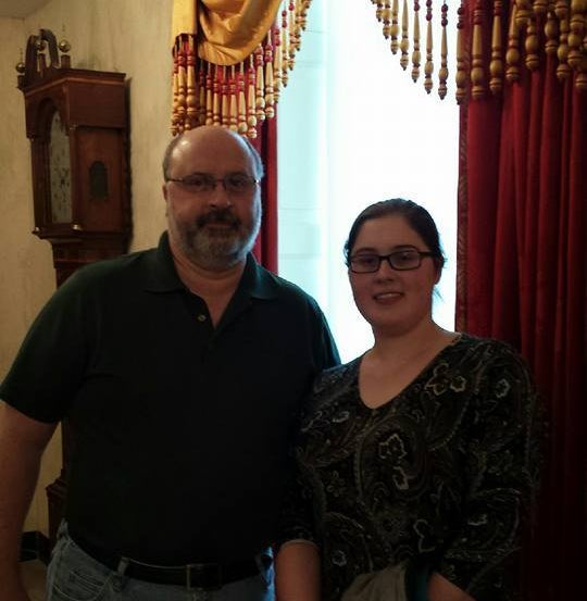 My dad and I during a recent tour of the White House, my red prednisone chipmunk cheeks and all!