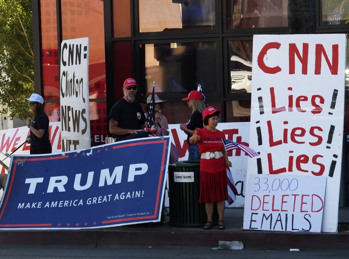 Trump supporters protesting CNN.