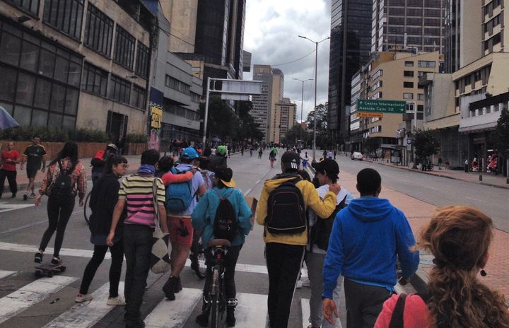 Activists march for equity and peace in Bogotá.