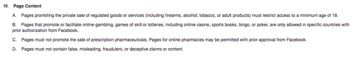 Facebooks terms of use for Pages as of November 16