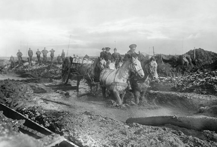 <strong>Horses struggle through the mud of the battlefields</strong>