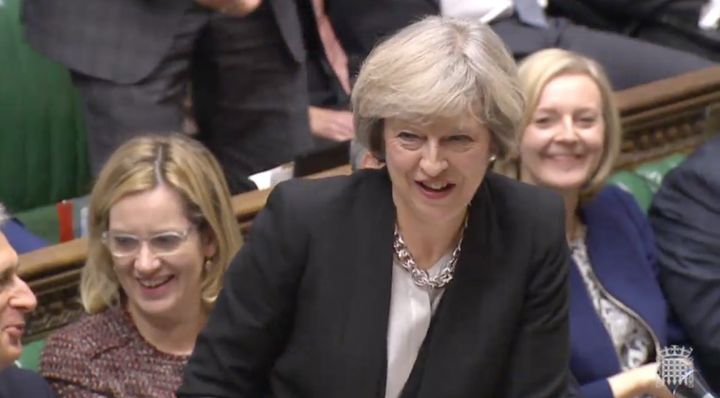 Theresa May couldn't resist delivering a gag at PMQs