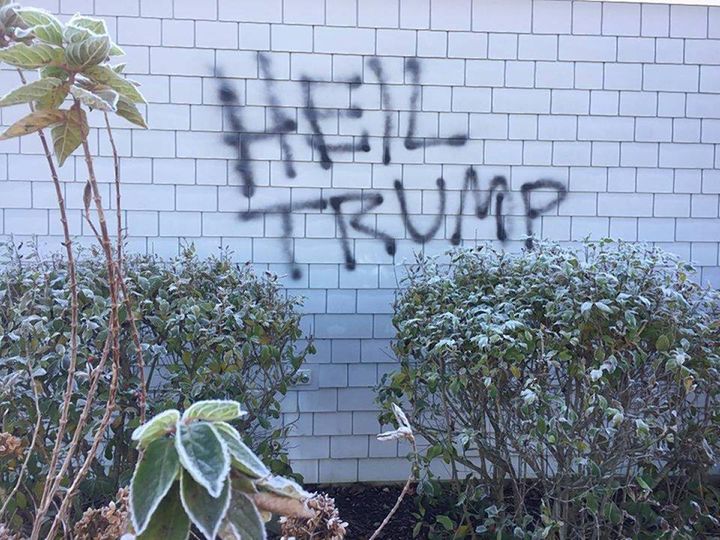 ‘HEIL TRUMP’ spray-painted outside of an Indiana church. 