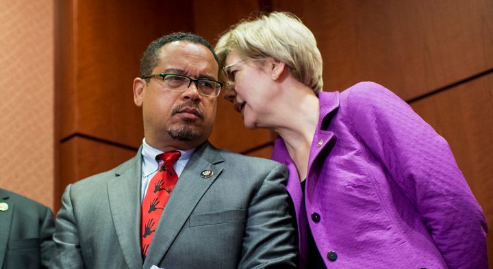 Sen. Elizabeth Warren praised Rep. Keith Ellison's efforts to hold Wall Street responsible.