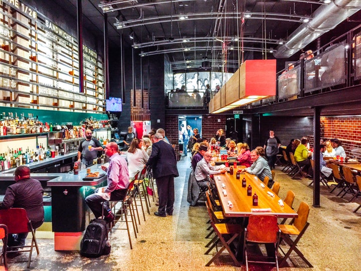 <p>Mabel’s BBQ along Cleveland’s East 4th Street</p>