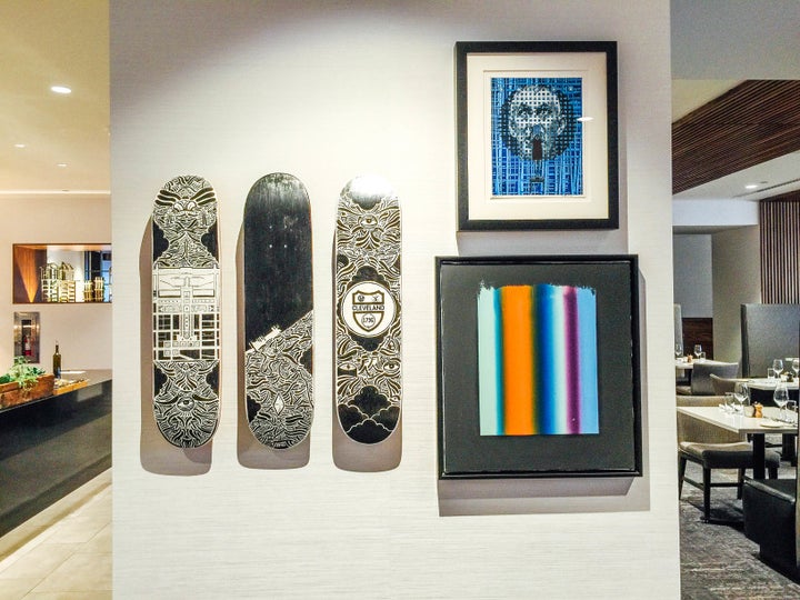 <p>Art pieces at Hilton Cleveland Downtown’s The Burnham Restaurant</p>
