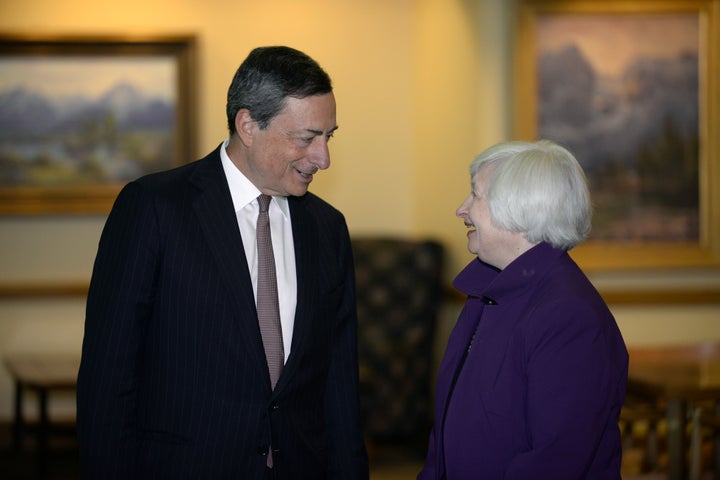 Mario Draghi, European Central Bank president, and Janet Yellen, chair of US Federal Reserve