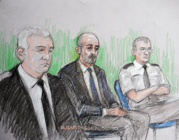 Court sketch of Thomas Mair in the dock