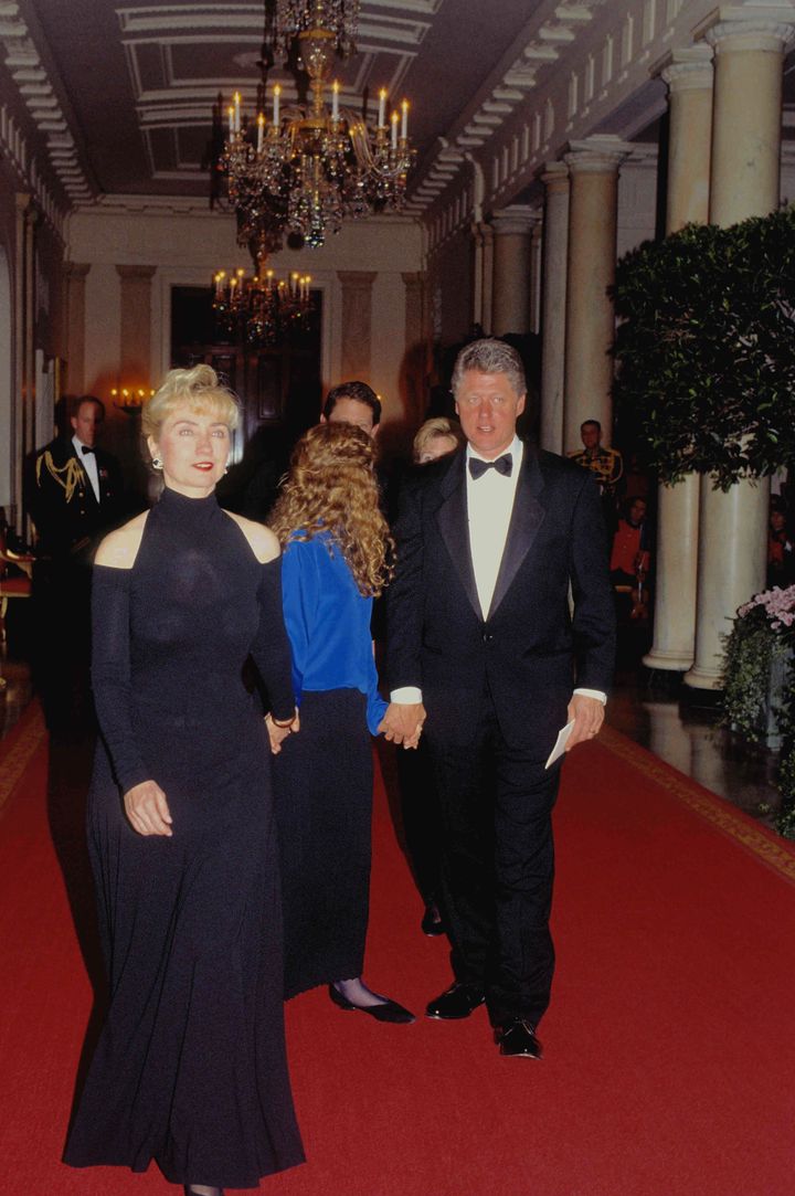Hillary, Chelsea and Bill Clinton at the White House in 1993.