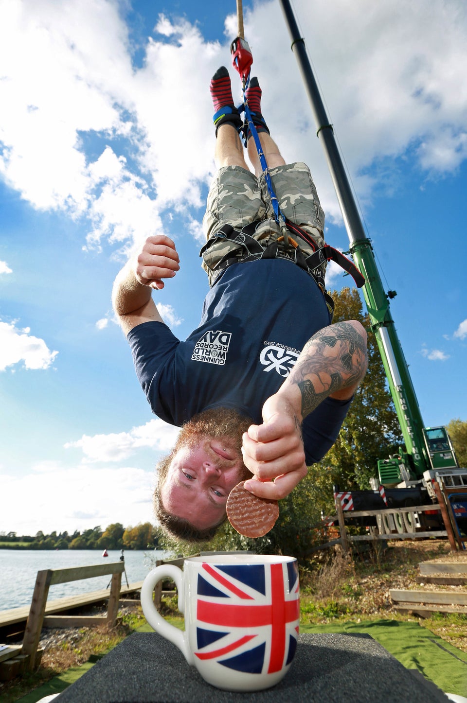 Highest Dunk Of A Biscuit By A Bungee Jumper 