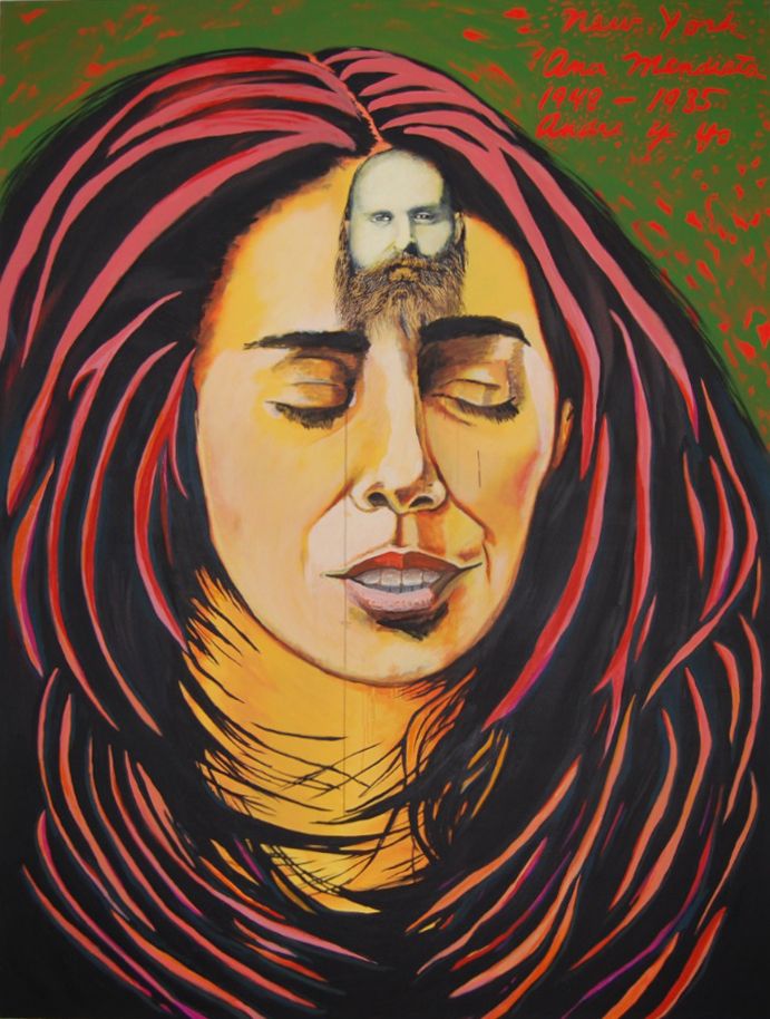 <p><em>Ana Mendieta</em>, 1990s</p><p>6x8 feet</p><p>Oil on canvas</p>