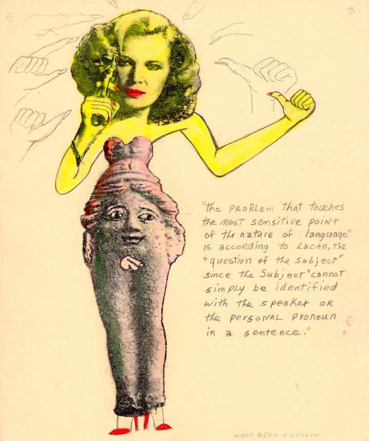 <p><em>The Question Of The Subject (Gena Rowlands)</em>, 1996</p><p>10x12 inches</p><p>Silkscreen and paint on jute tag</p>