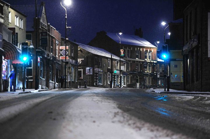A dusting of snow lines the streets of Greater Manchester 