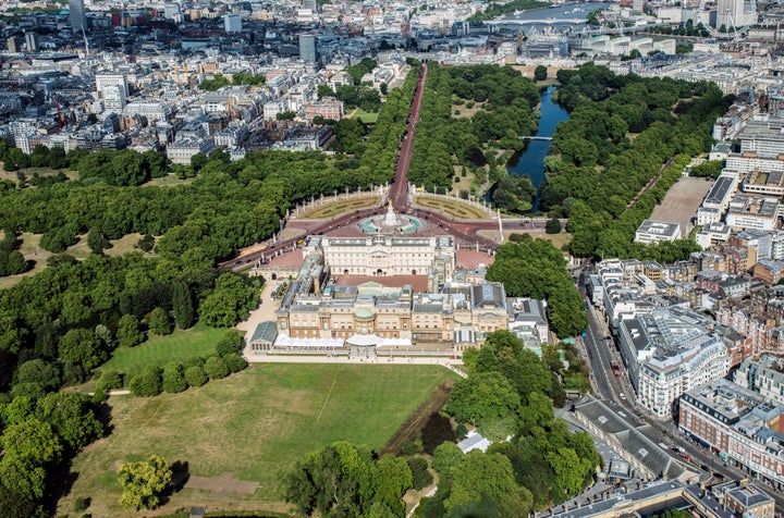 The Buckingham Palace estate from the air, in central London