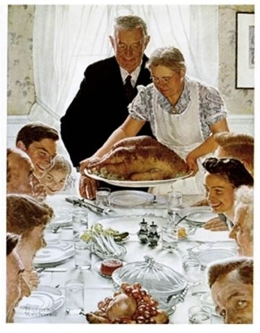 The iconic representation of Thanksgiving by Norman Rockwell