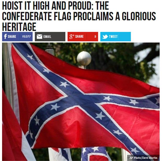 A Breitbart story from July 1, 2015 repeated the racist lie that the Civil War was not fought over slavery.