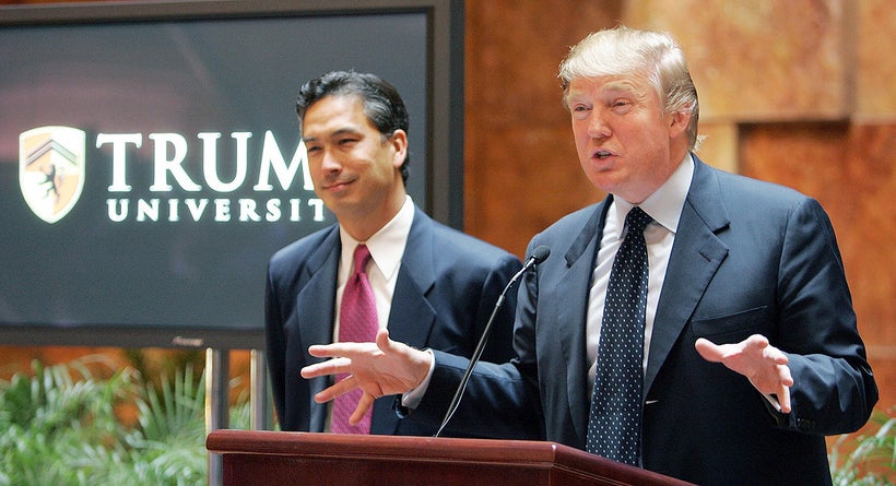 Trump announces fake university scam in New York City.