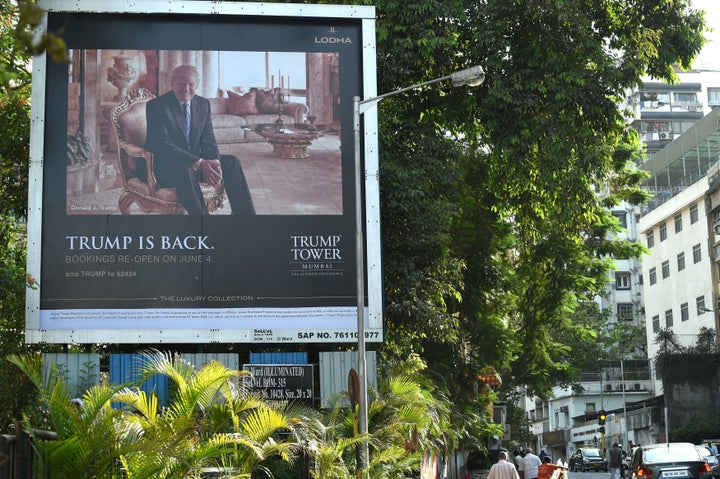 A billboard advertises sales of the luxury condos at Trump Tower Mumbai in India in June.