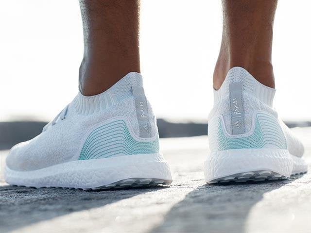 Adidas' UltraBOOST Uncaged Parley sneaker is made up of 11 plastic bottles that were retrieved from the Maldives. The design also appears to feature foam soles.