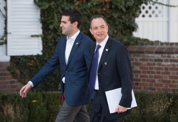 Incoming White House Chief of Staff Reince Priebus arrives for a day of meetings at the clubhouse of Trump National Golf Club in Bedminster, New Jersey, on Friday.