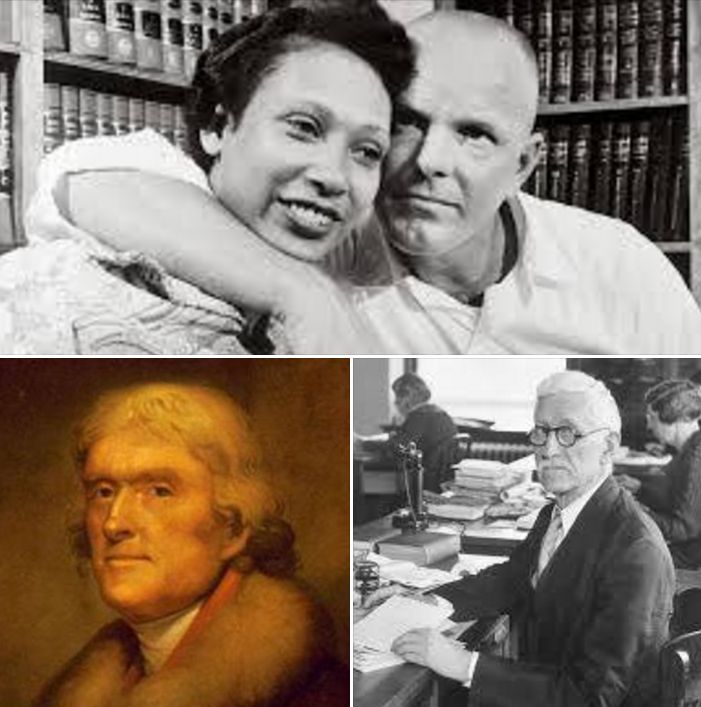 Top: Mildred and Richard LovingBottom Left: President Thomas JeffersonBottom Right: Walter Plecker