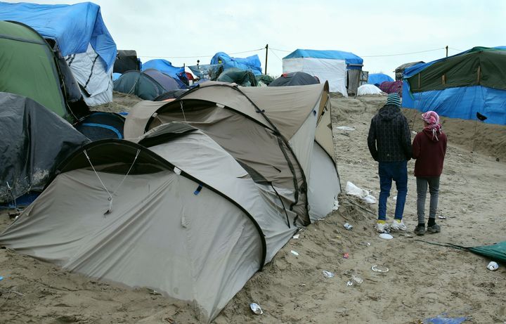 Two orphaned refugees in the Calais camp, before its demolition