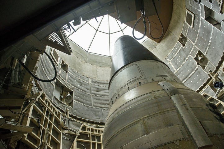 A deactivated Titan II nuclear ICMB is seen in a silo at the Titan Missile Museum on May 12, 2015 in Green Valley, Arizona. 