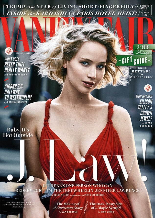 Jennifer Lawrence on the latest cover of Vanity Fair, photographed by Peter Lindbergh. 