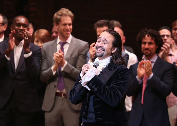 "Hamilton" creator and former star Lin-Manuel Miranda at the Richard Rodgers Theater in August 2015. Miranda helped write a message to Vice President-elect Mike Pence delivered Friday night.