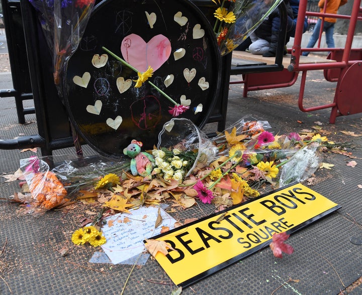 After someone defaced Adam Yauch Park with swastikas, people held an anti-hate rally and spread messages of love. 