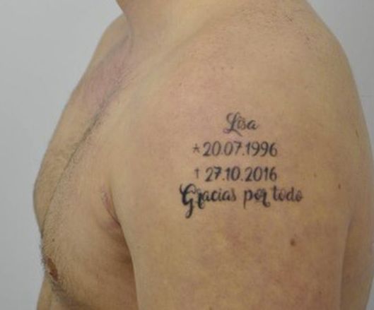 The suspect's tattoo, in a photo released by police.