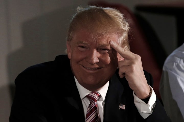 Donald Trump at a meeting with local labor leaders and union members during a campaign stop in Brook Park, Ohio,&nb