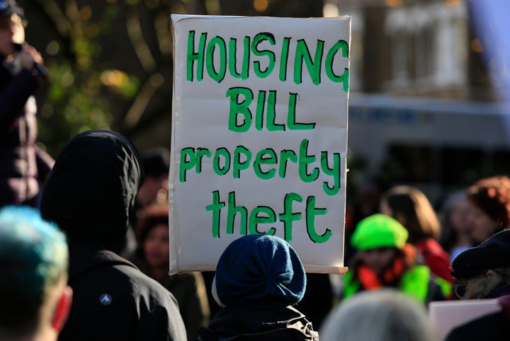 Protestors demonstrate against the Government's Housing and Planning Bill earlier this year.