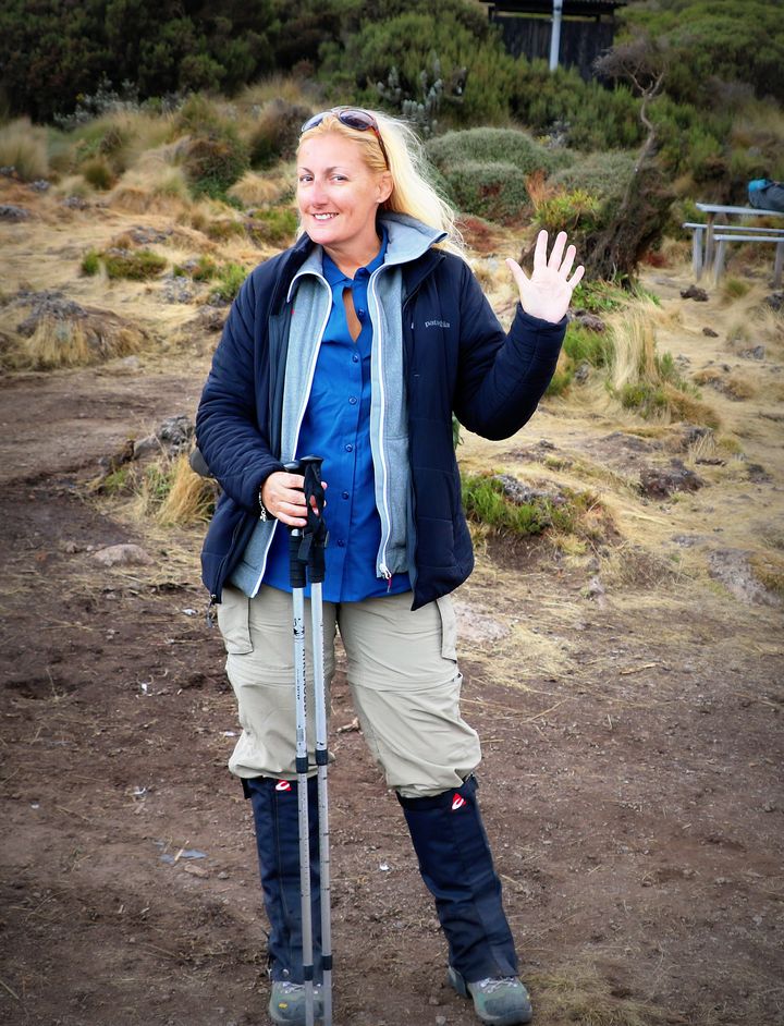 Nicole L. Cicogna hiking Mount Kilimanjaro