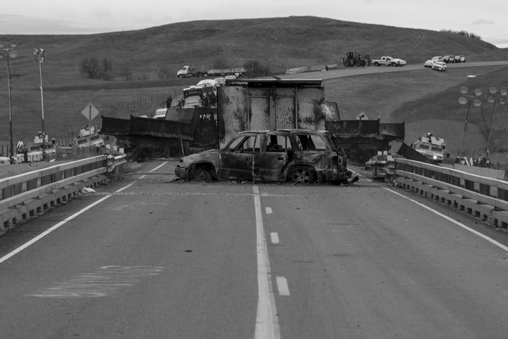 The Back Water Bridge on Highway 1806 in North Dakota, the location of yesterday’s frontline action. Photo taken October 27, 2016.