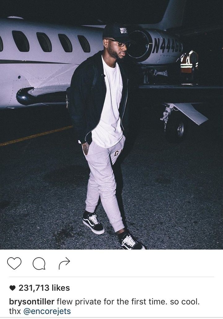 Musician, Bryson Tiller, gave Encore Jets a shoutout on his Instagram when he first flew with the company.