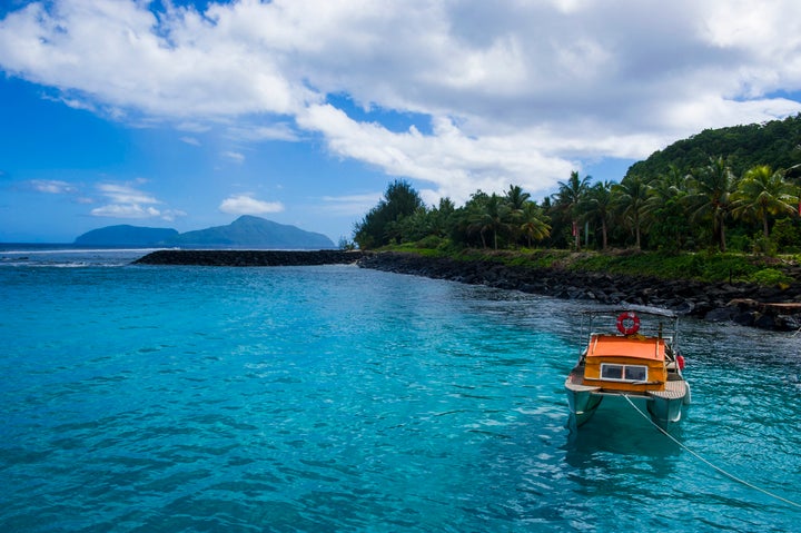 The little harbor on Ta'u in American Samoa.