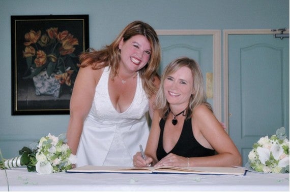 <p>The Wedding Photograph of Laurie and Caroline Hart</p>
