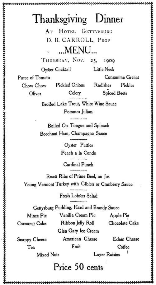 Thanksgiving menu (1909)