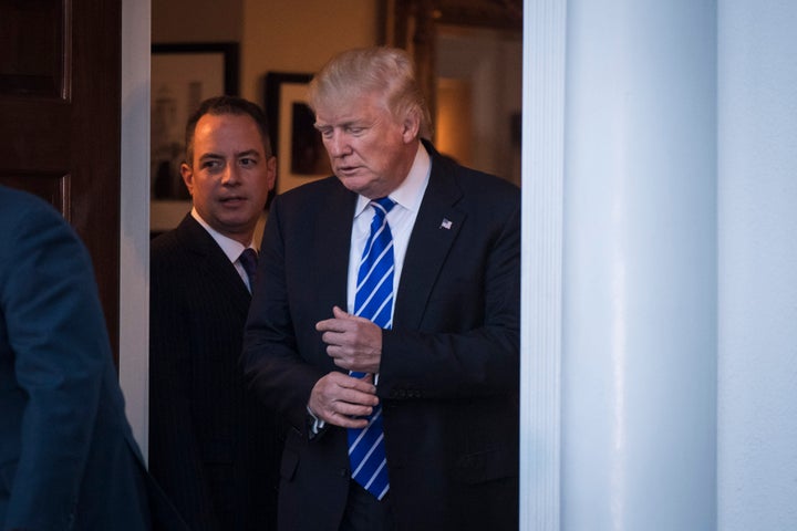 President-elect Donald Trump and Reince Priebus at the Trump National Golf Club Bedminster in Bedminster Township, New Jersey, on Nov. 19.