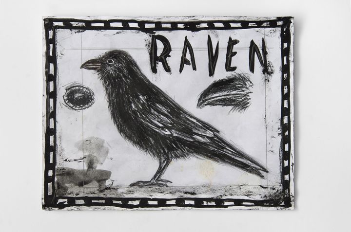 Raven Study, 2016. Mixed media on paper. 8 1/2 x 11 inches.