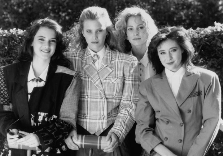 Winona Ryder, Kim Walker, Lisanne Falk, and Shannen Doherty are members of an exclusive social clique in 1988's "Heathers."