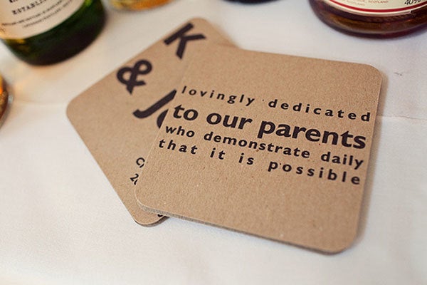 <p><strong>7. Dedicate your wedding to both sets of parents. </strong></p><p>At the ceremony, ask the officiant if you could read a poem in honor of your family. Here's one example of wording we love, via <strong><a href="https://www.huffpost.com/https://" http:="" weddings.usabride.com="" "="" target="_blank" class=" js-entry-link cet-internal-link" data-vars-item-name="weddings.usabride.com" data-vars-item-type="text" data-vars-unit-name="5835c410e4b0a79f7433b31f" data-vars-unit-type="buzz_body" data-vars-target-content-id="https://www.huffpost.com/https://" data-vars-target-content-type="feed" data-vars-type="web_internal_link" data-vars-subunit-name="article_body" data-vars-subunit-type="component" data-vars-position-in-subunit="5">weddings.usabride.com</a></strong>: "We would like to dedicate this ceremony to our parents. They have taught us our values and shown us how to laugh, love and appreciate all that life has to offer. Their generosity, support, and love are unending." </p>