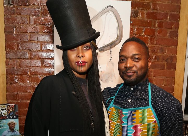 Erykah Badu and Chef Bryant Terry pose for a picture.