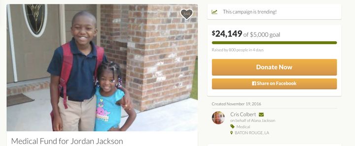 The fundraising campaign for Jordan's medical expenses nearly quadrupled its goal amount in just four days.