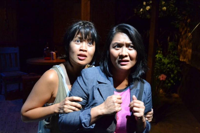 Evie Abat and Myra Ocenar in <em>Bloodletting</em> by Boni B. Alvarez