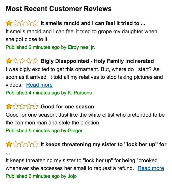 <strong>Reviews of the ornament have not been positive</strong>
